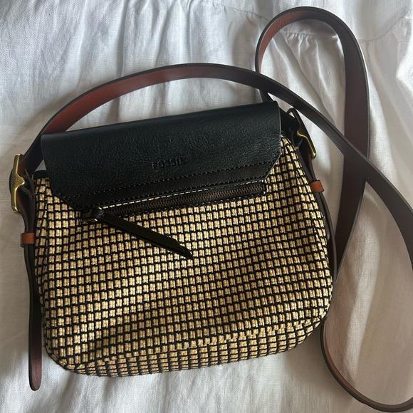 Fossil Harper Straw Small Leather Crossbody - Picture 6 of 10